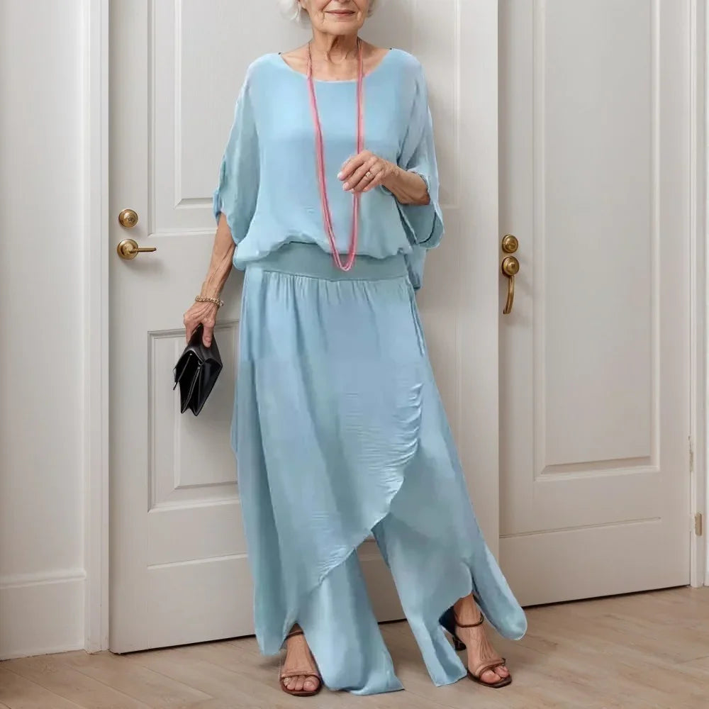 Conjunto Zafira™ em Viscose com Camadas Soltas e Cintura Confortável / Conforto Chic que Te Acompanha Onde For