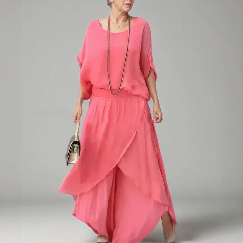 Conjunto Zafira™ em Viscose com Camadas Soltas e Cintura Confortável / Conforto Chic que Te Acompanha Onde For