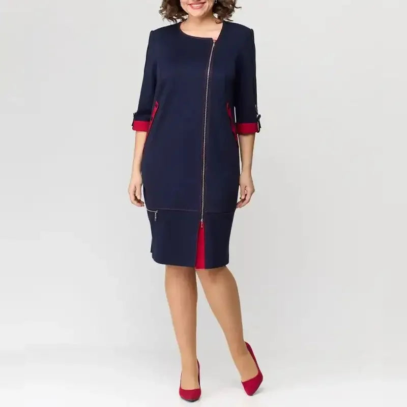 Vestido Alta Classe™ com Toques Contrastantes / Postura, Estilo e Refinamento em Uma Só Peça!