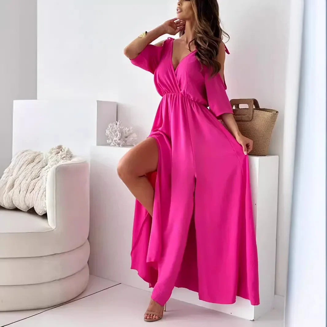 Vestido Sahara™ em Viscose Fluida com Ombros Vazados / Sensualidade, Mistério, Calor e Estilo Atemporal!