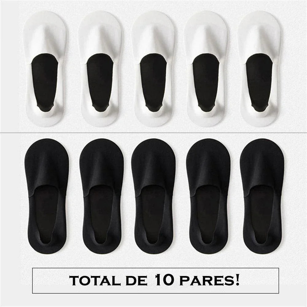Meia Invisível em Seda Gelo 10 Pares / Tecnologia Antibacteriana e Antitranspirante