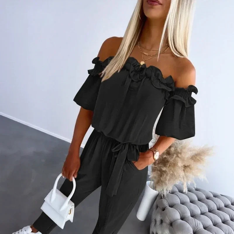 Macacão Dolce Vita™ com Mangas Bufantes e Decote Ombro a Ombro / O Frescor e Romance do Sul da França!