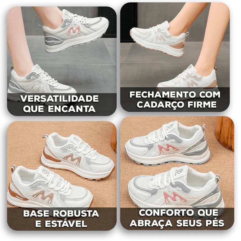 Tênis Gabriella™ com Amortecimento Confort e Base Robusta / Seus Pés Merecem Estilo e Leveza!