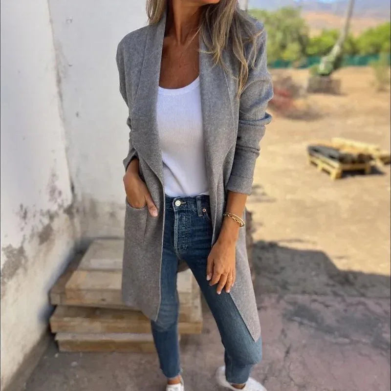 Casaco Mirela™ em Lã com Toque Aveludado e Design Minimalista / Aconchego Sofisticado para a Mulher Moderna!