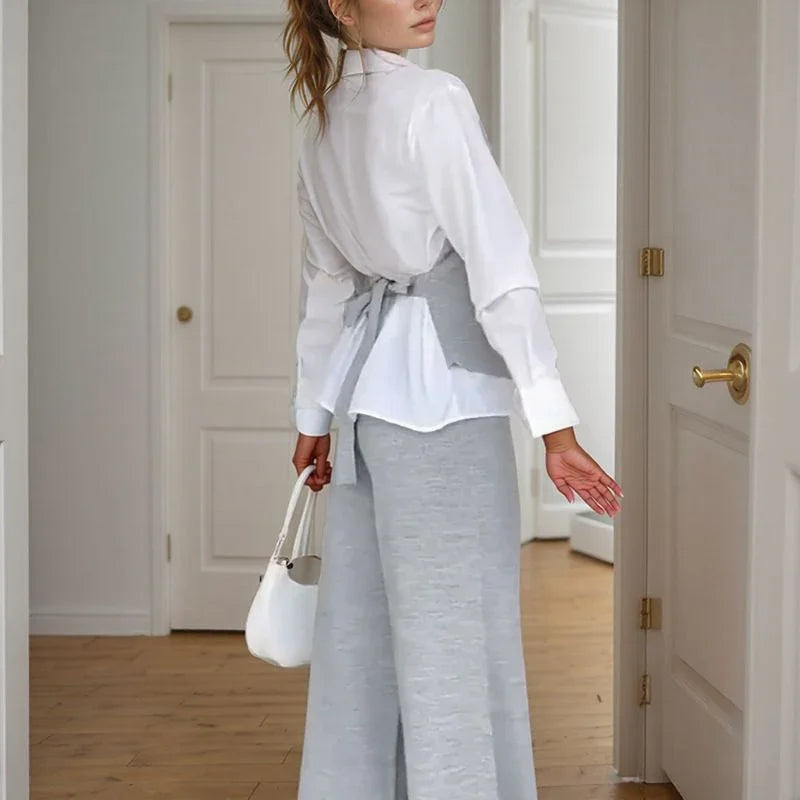 Conjunto Harmonie™ com Camisa Colete Estilo Alfaiataria e Calça Soltinha / A Combinação Ideal entre Sofisticação e Aconchego!