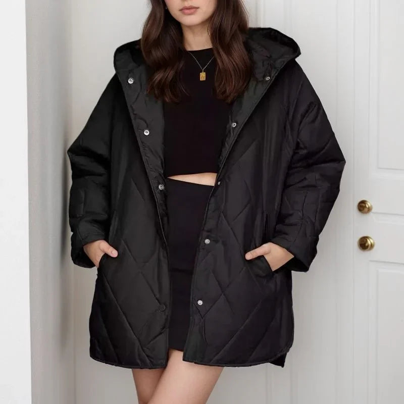 Casaco Mirella™ Estilo Parka com Matelassê Aconchegante / Aconchego Feminino com Estilo Contemporâneo para Enfrentar o Inverno com Classe!