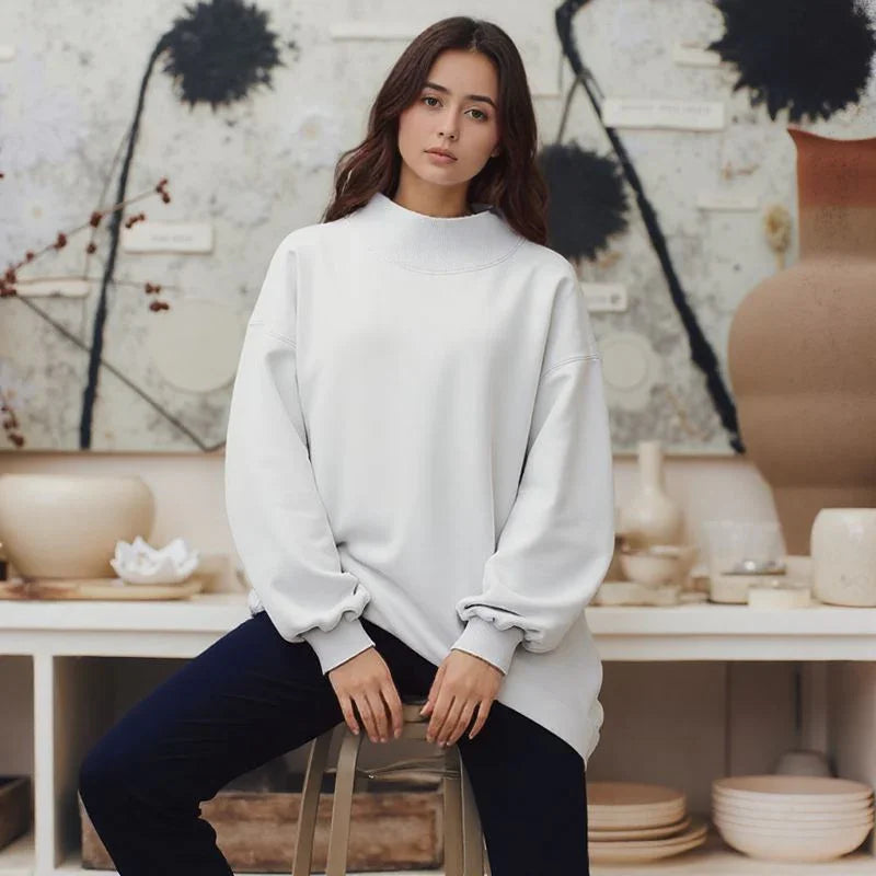 Moletom Aurora™ em Malha Premium com Gola Alta Estruturada / Conforto Minimalista com Toque de Sofisticação!