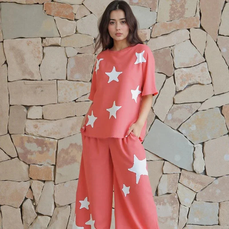 Conjunto Estrelato™ Em Mescla De Viscose e Algodão / Conforto Despojado com Toque Fashion e Estilo Atemporal!