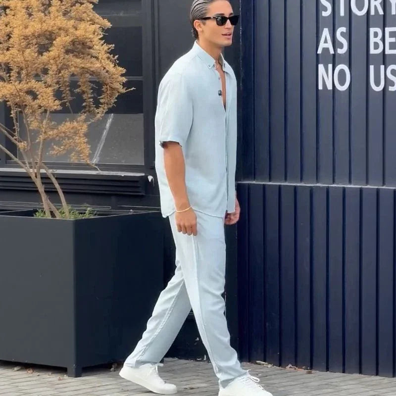 Conjunto Capri Uomo™ em Tecido Inteligente com Design Minimalista / O Luxo Europeu Mediterrâneo para o Verão 2025-2026