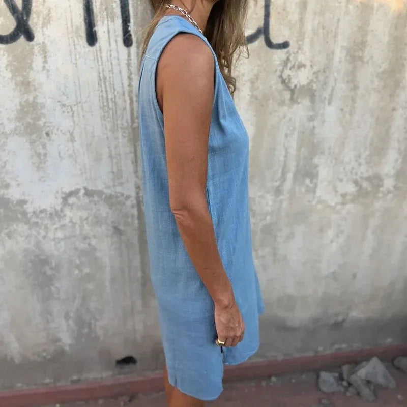 Vestido Mallorca™ em Linho de Algodão com Caimento Confortável / O Minimalismo em Forma de Estilo para Todas as Horas