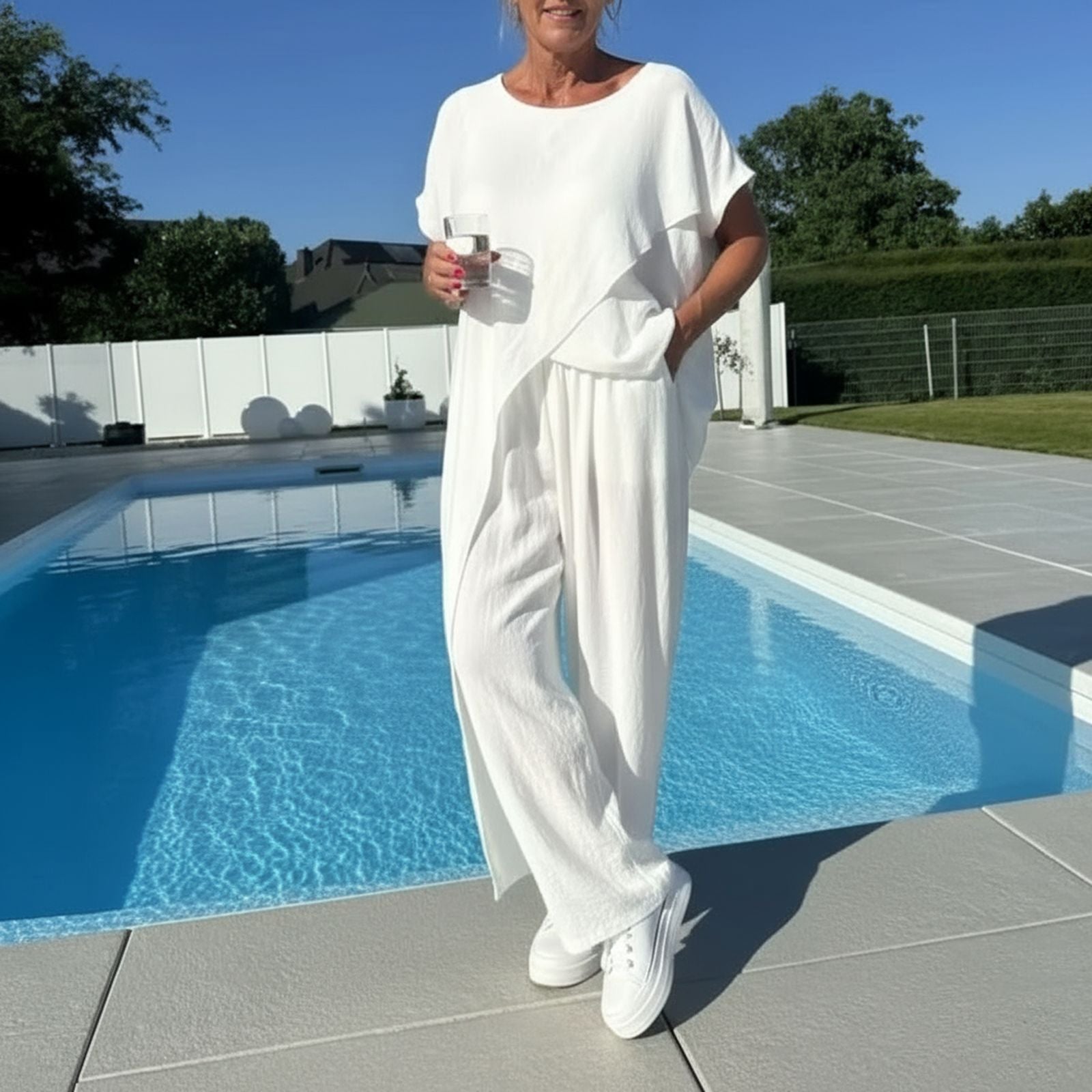 Conjunto CasaLuna™ em Linho de Algodão e Corte Assimétrico / O Conforto e Estilo que Voce Precisa!