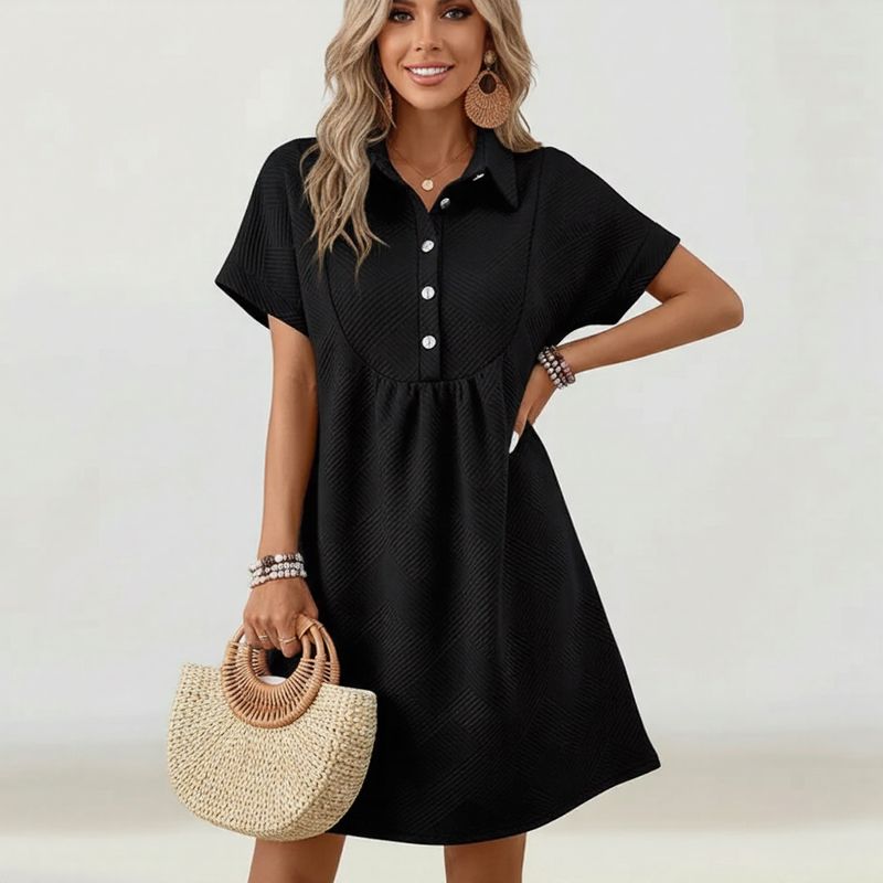 Vestido Nathaly™ Em Malha Texturizada Premium / Textura Geométrica Clássica e Feminilidade com Postura!