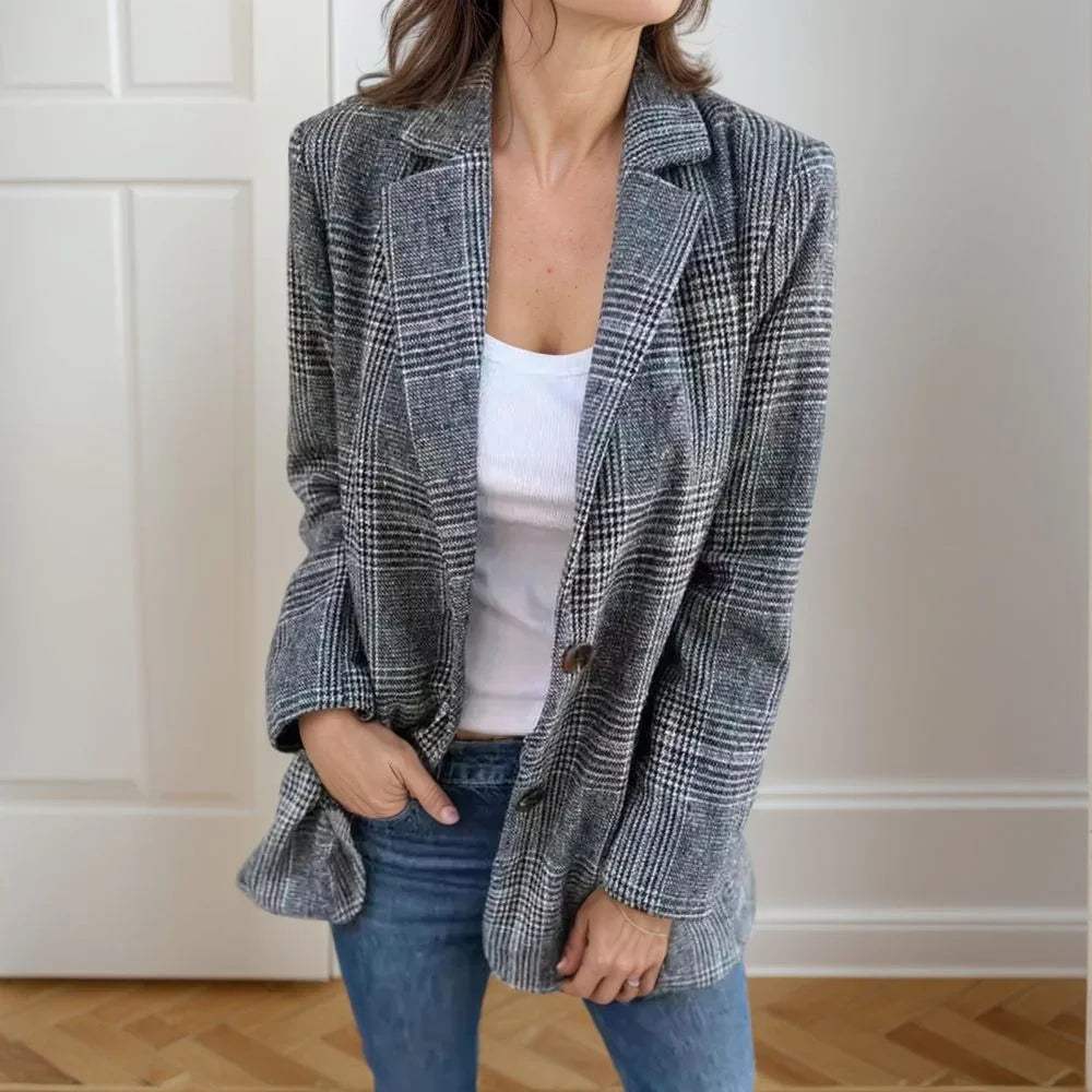 Blazer Madrid™ em Xadrez Clássico com Lapela Estruturada / Um Ícone de Estilo, Versatilidade e Elegância!
