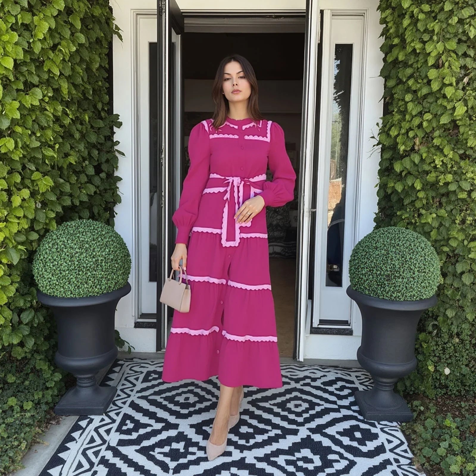 Vestido Walga™ Estilo Retrô Europeu em Veludo Cotelê/ O Charme Atemporal da Moda Alemã para Mulheres Únicas!