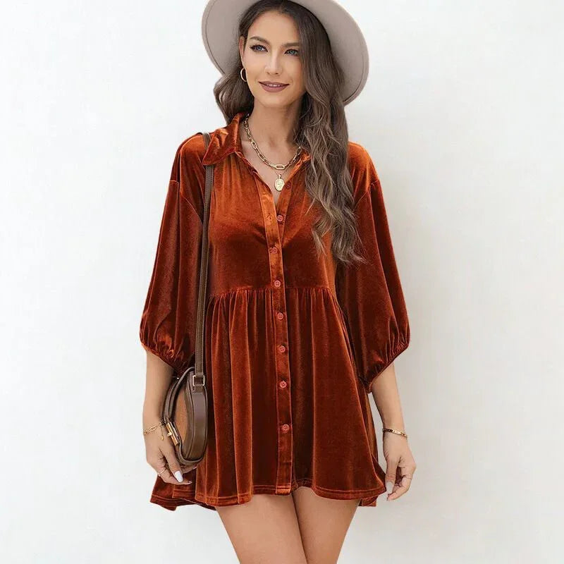 Camisa Elisabette™ em Veludo Acetinado Premium / Elegância Atemporal com Toque Macio e Caimento Sofisticado