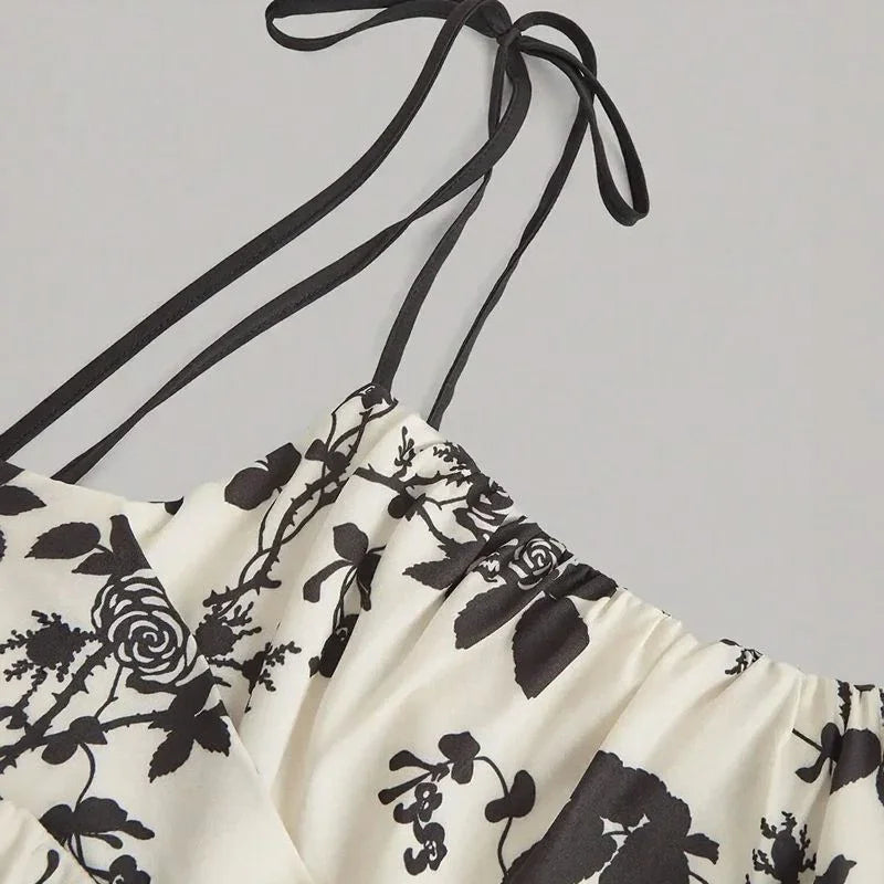 Vestido Violetta™ com Estampa Floral e Saia Ampla Confortável / Sofisticação Atemporal e Liberdade para Mulheres de Reais!