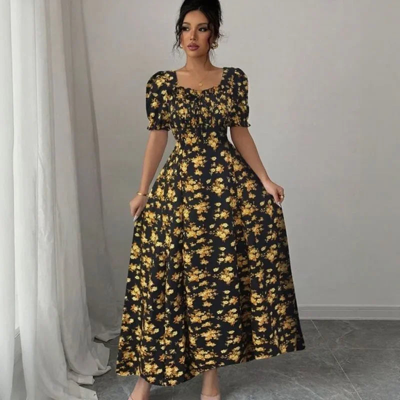 Vestido Camponesa Europeia™ em Algodão com Corte Evasê / Um Toque de Encanto para Iluminar Seus Dias e Noites!