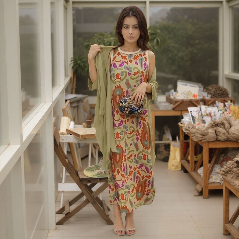 Conjunto Majorie™ em Cetim Artístico com Echarpe de Luxo / Para Mulheres que Brilham em Qualquer Ocasião!