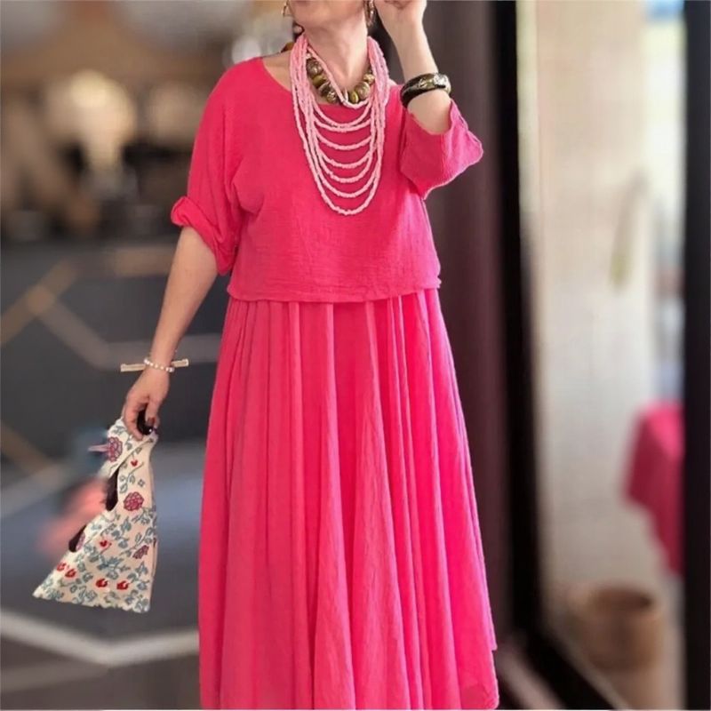 Conjunto Marrocos™ em Linho de Algodão com Camadas de Estilo / Duas Peças, Um Charme que Rompe Fronteiras!