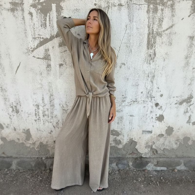 Conjunto Valença™ em Viscose Rústica de Caimento Nobre / Sofisticação Natural para Mulheres de Presença!