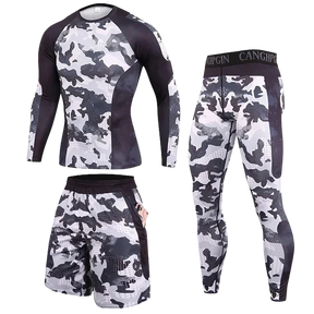 Conjunto Esportivo IronMan™ com Camiseta, Calça e Shorts de Compressão / Performance Máxima e Estilo Militar para Treinos Sem Limites!