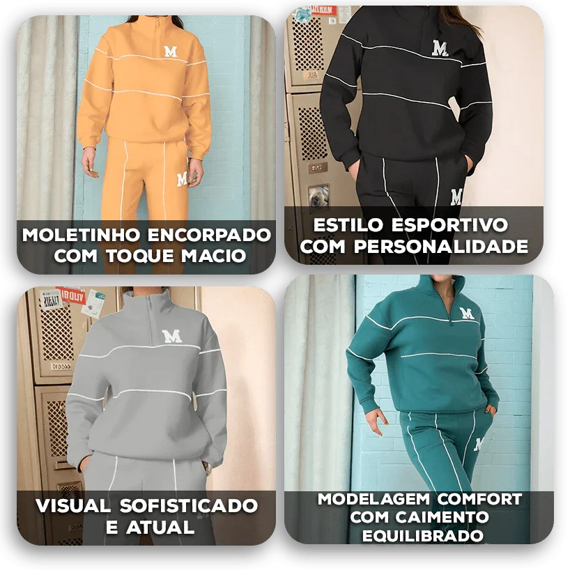 Conjunto Erin™ em Moletinho Ultra Macio e Modelagem Confort / Elegância Minimalista para Seus Dias Mais Tranquilos!