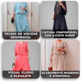 Conjunto Zafira™ em Viscose com Camadas Soltas e Cintura Confortável / Conforto Chic que Te Acompanha Onde For