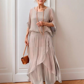 Conjunto Zafira™ em Viscose com Camadas Soltas e Cintura Confortável / Conforto Chic que Te Acompanha Onde For