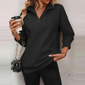 Blusa Olivia™ em Moletom Premium com Gola Alta e Zíper Frontal  / A Peça-Coringa que Vai com Tudo!