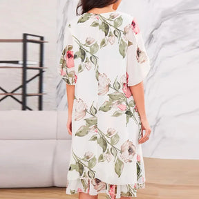 Vestido Di Fiore™ com Estampa Floral e Babado na Barra / Leveza e Romance em Cada Movimento!