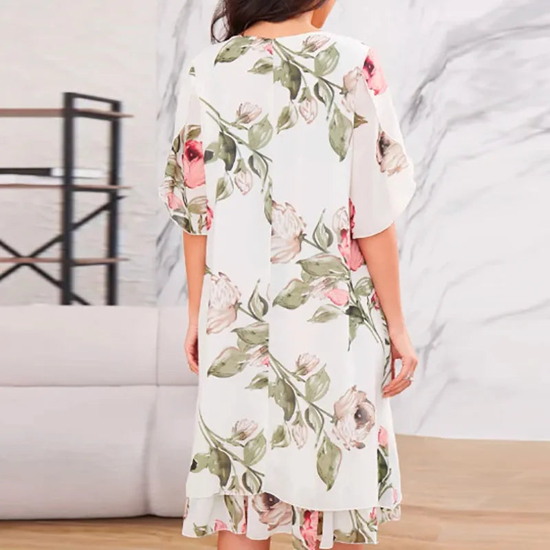 Vestido Di Fiore™ com Estampa Floral e Babado na Barra / Leveza e Romance em Cada Movimento!