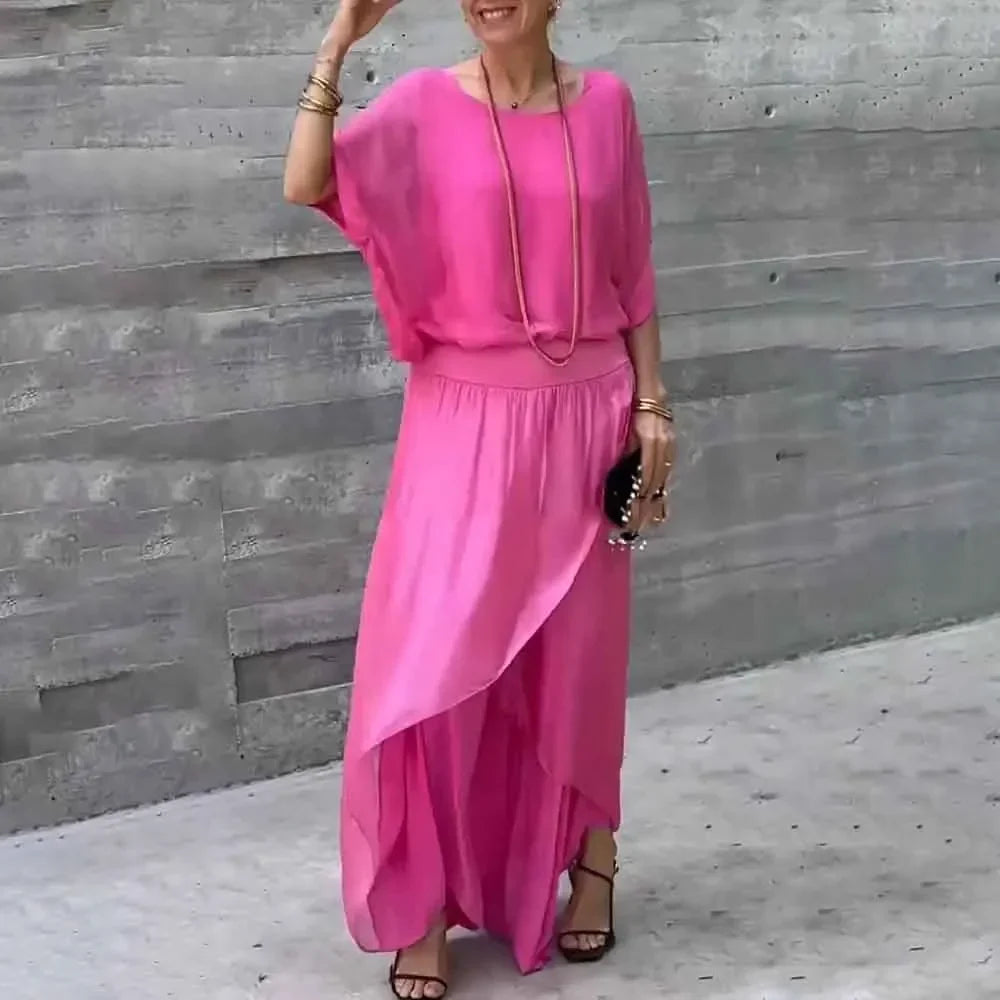 Conjunto Zafira™ em Viscose com Camadas Soltas e Cintura Confortável / Conforto Chic que Te Acompanha Onde For