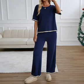 Conjunto Classy™ em Malha Premium com Detalhes Contrastantes / Para Quem Valoriza o Conforto com Toque Refinado!