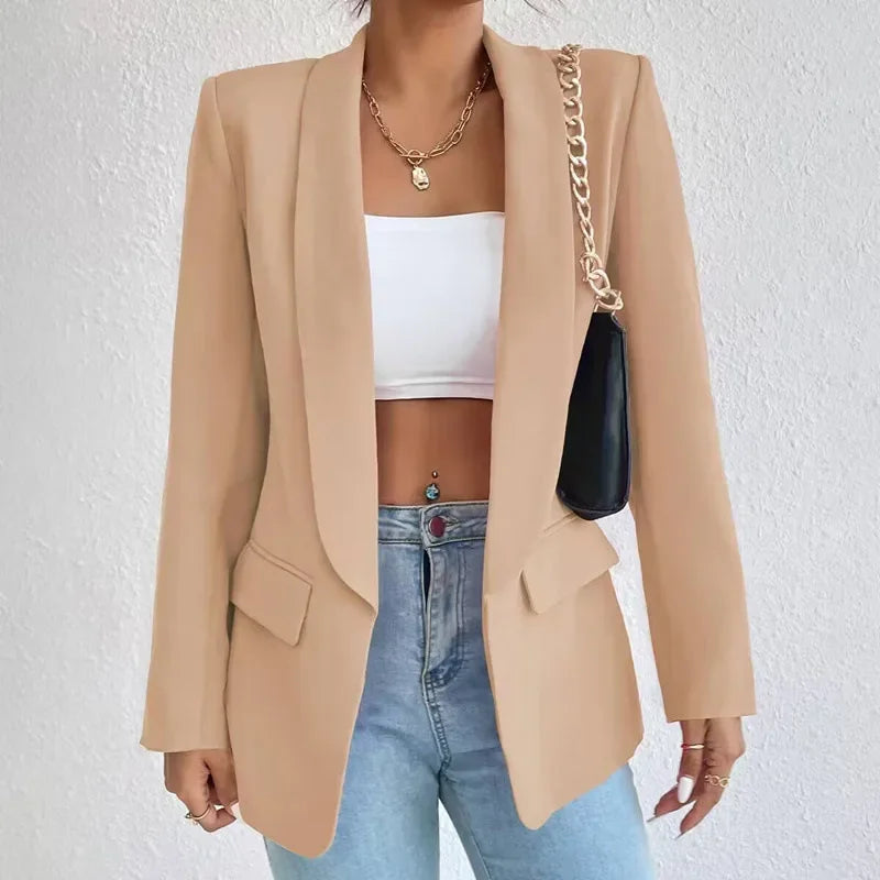 Blazer Amanda™ de Alfaiataria com Lapela Clássica / Do Casual ao Poder: A Peça que Eleva Qualquer Produção!