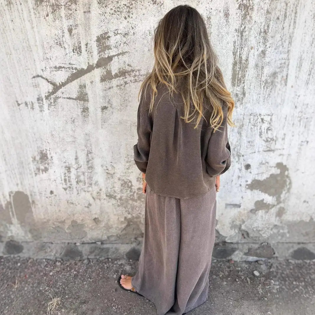 Conjunto Valença™ em Viscose Rústica de Caimento Nobre / Sofisticação Natural para Mulheres de Presença!