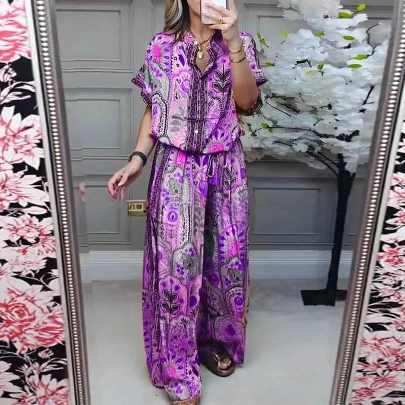 Conjunto Celestine™ em Viscose Leve com Estampa Boho Chic e Modelagem Ampla / A Arte da Leveza em Forma de Look!