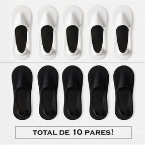 Meia Invisível  em Seda Gelo 10 Pares / Tecnologia Antibacteriana e Antitranspirante