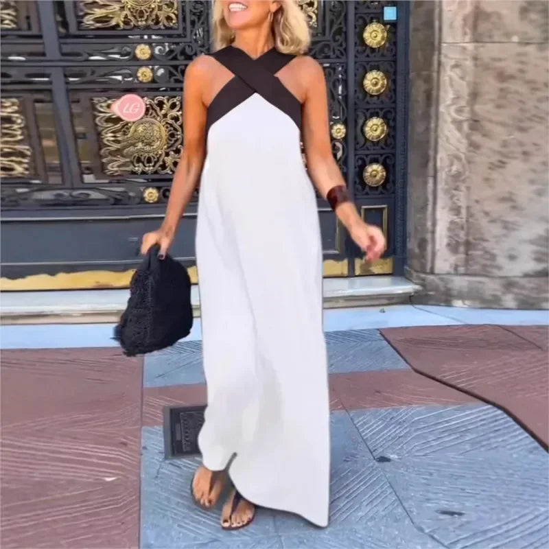 Vestido Blush Belle™ com Alças Cruzadas e Caimento Solto / O Minimalismo Ousado que Envolve com Elegância!