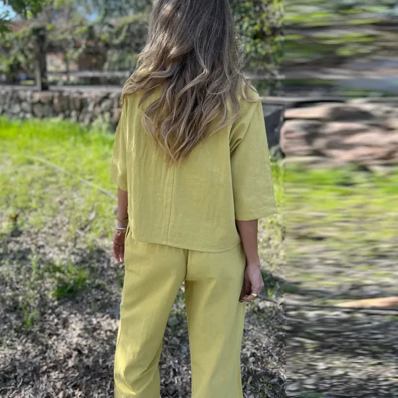 Conjunto Alma™ em Linho de Algodão com Design Minimalista / Para Mulheres que Não Abrem Mão do Conforto e Elegância!