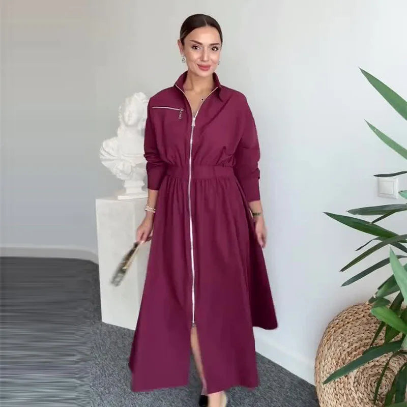 Vestido Romana™ em Sarja Leve com Polo Alfaiataria / Estrutura, Conforto e Elegância Atemporal!