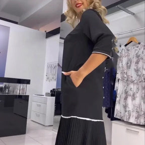 Vestido Belle Plissé™ com Mangas Três Quartos e Saia Plissada / Minimalismo Elegante que Valoriza Qualquer Corpo!