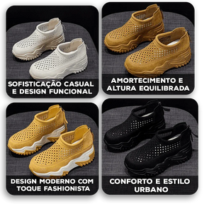Tênis Plataforma PureWave™ em Camurça Respirável com Solado Tratorado / Um Visual Moderno para Te Levar Mais Longe!