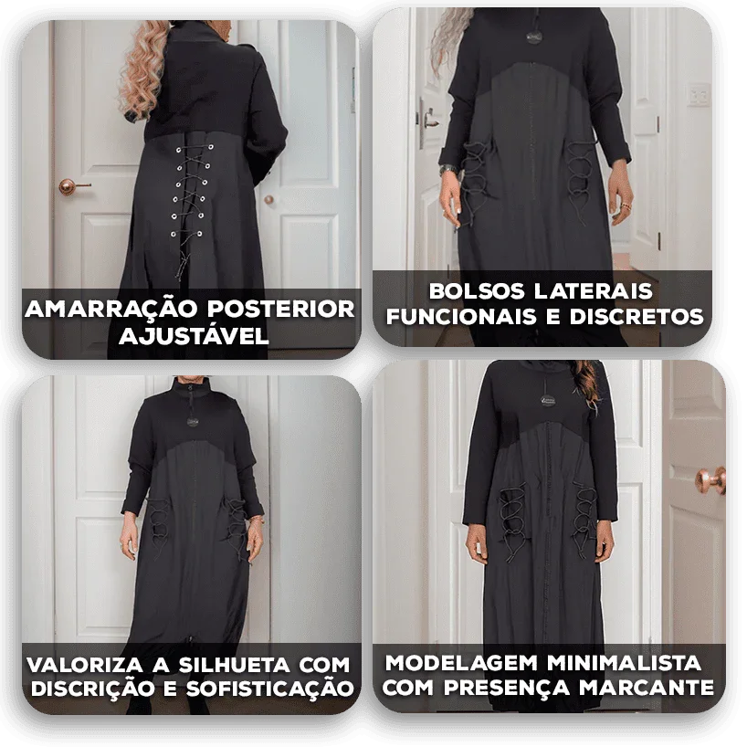 Vestido Mocha Breeze™ em Nylon com Amarração nas Costas  / O Novo Clássico da Estética Urbana!
