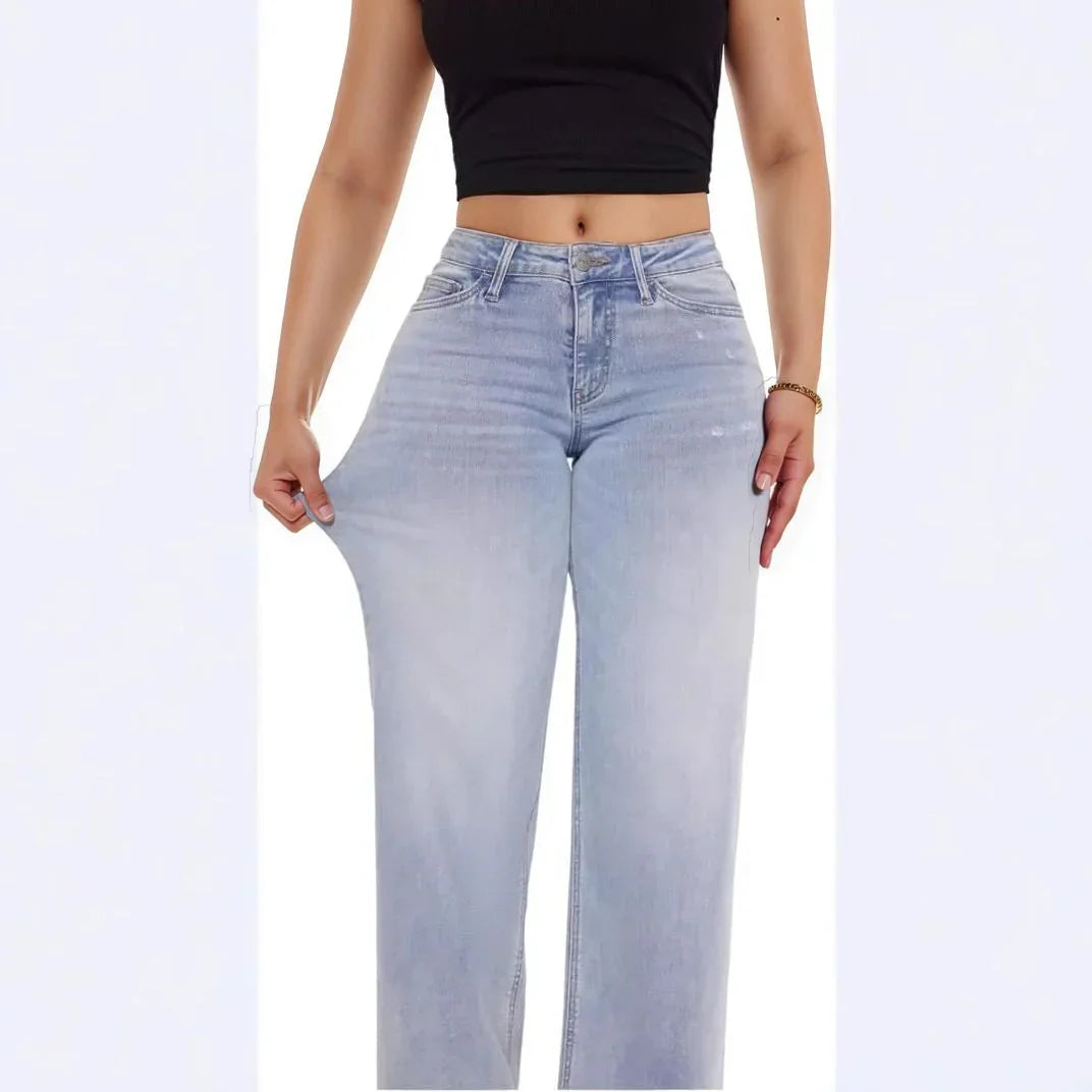Calça Jeans Marcela™ com Elastano Confort e Corte Baggy Moderno / Conforto Real para Corpos de Mulheres Reais!