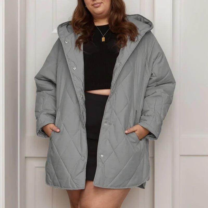 Casaco Mirella™ Estilo Parka com  Matelassê Aconchegante / Aconchego Feminino com Estilo Contemporâneo para Enfrentar o Inverno com Classe!