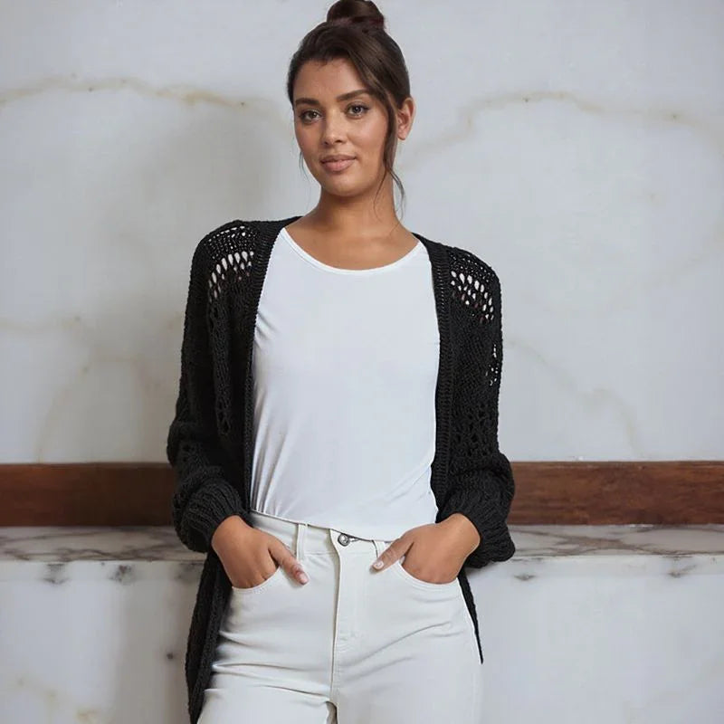 Cardigan Serena™ com Trama de Algodão Artesanal e Caimento Perfeito / Liberdade e Elegância Natural para Mulheres que Sabem se Vestir com Alma.