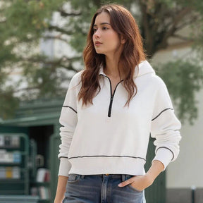 Moletom Cropped Kendall™ em Moletom Premium com Zíper Frontal / O Casual Esportivo que Nunca Sai de Moda!