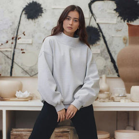 Moletom Aurora™ em Malha Premium com Gola Alta Estruturada / Conforto Minimalista com Toque de Sofisticação!