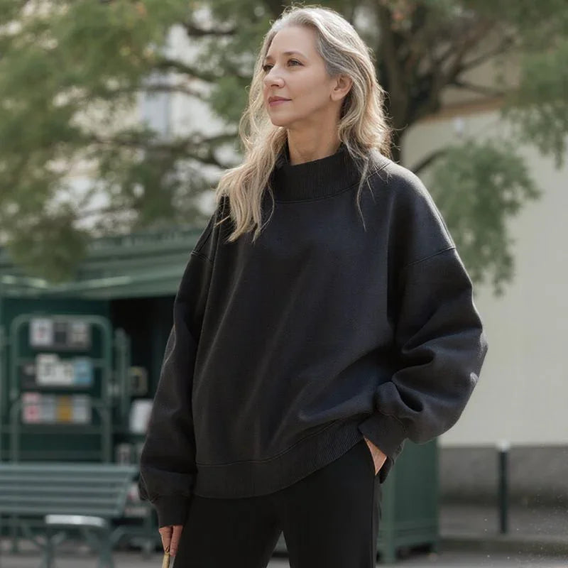 Moletom Aurora™ em Malha Premium com Gola Alta Estruturada / Conforto Minimalista com Toque de Sofisticação!