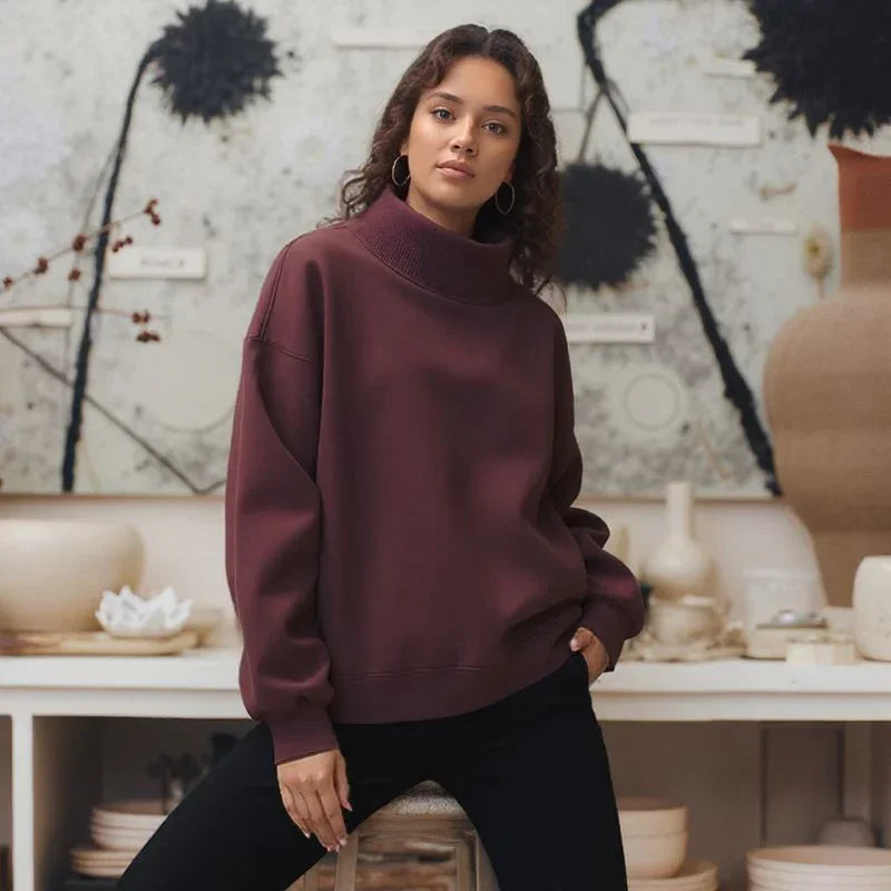 Moletom Aurora™ em Malha Premium com Gola Alta Estruturada / Conforto Minimalista com Toque de Sofisticação!